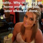 Brunette With Nice Cleavage Poses at the Restaurant