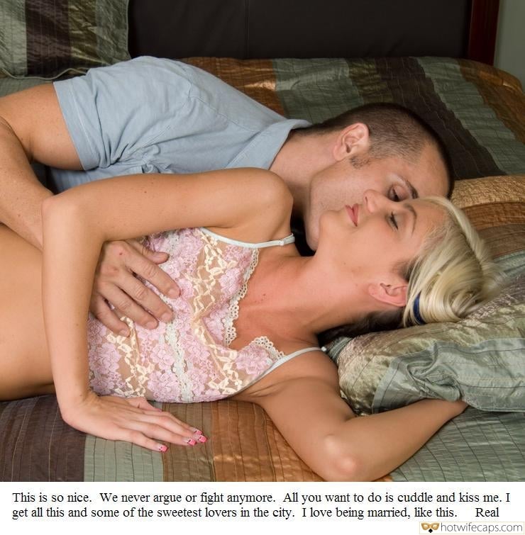 Cuddle Kiss Porn - Sexy Memes Hotwife Caption â„–1213: cute couple cuddling and kissing in bed