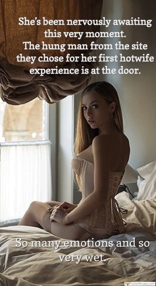 Wife Sharing Sexy Memes  hotwife caption: She’s been nervously awaiting this very moment. The hung man from the site they chose for her first hotwife experience is at the door. So many emotions and so very wet Ginger Looks Stunning in Corset and Stockings