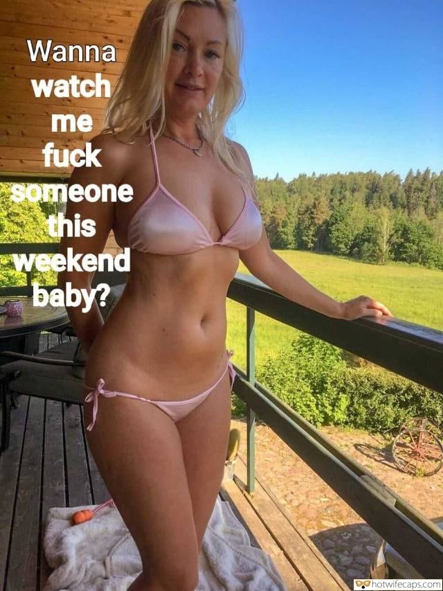 Sexy Memes Hotwife Caption №3311 milf in bikini wants to be fucked on balcony