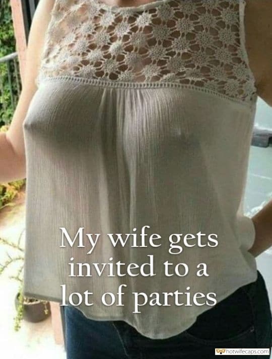 Hard Nipple Porn Caption - Flashing, Sexy Memes Hotwife Caption â„–14782: my wifes nipples are always  popped oud