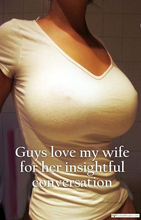 Huge Tits Lactating Caption - Sexy Memes Hotwife Caption â„–14812: your petite wife has huge tits