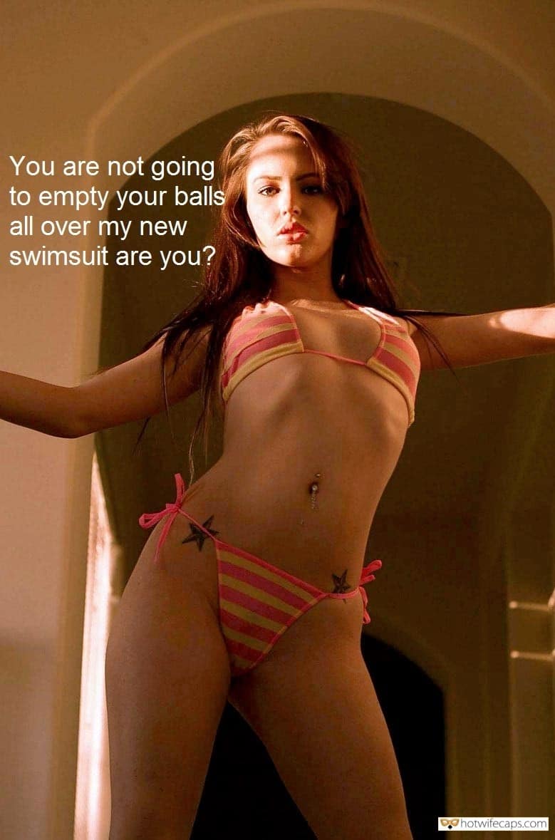 Dirty Talk, Friends, Sexy Memes Hotwife Caption №338732 Wife in bikini teasing hubbys buddy photo