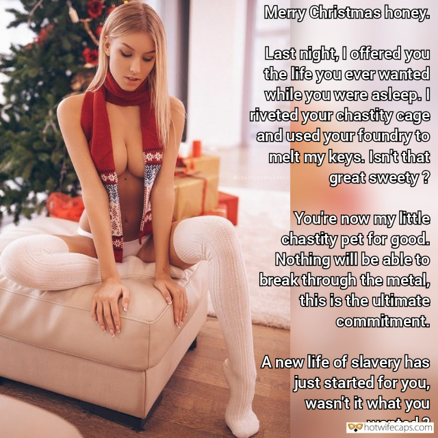 Chastity, Dirty Talk, Humiliation, Sexy Memes Hotwife Caption â„–806293:  Merry Christmas to my sissy honey