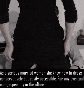 Gifs hotwife caption: As a serious married woman she knew how to dress conservatively but easily accessible. For any eventual case, especially in the office. Hotwife Getting Naked in Front of Boss