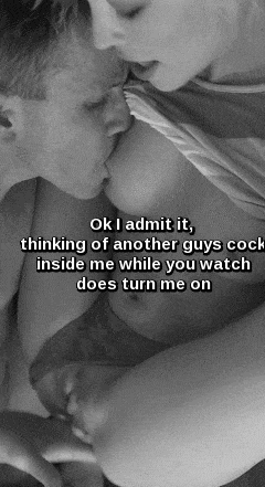 Gifs hotwife caption: Okl admit it, thinking of another guys cock inside me while you watch does turn me on boobs suck gif Man Sucking Boob and Fingering Young Blonde