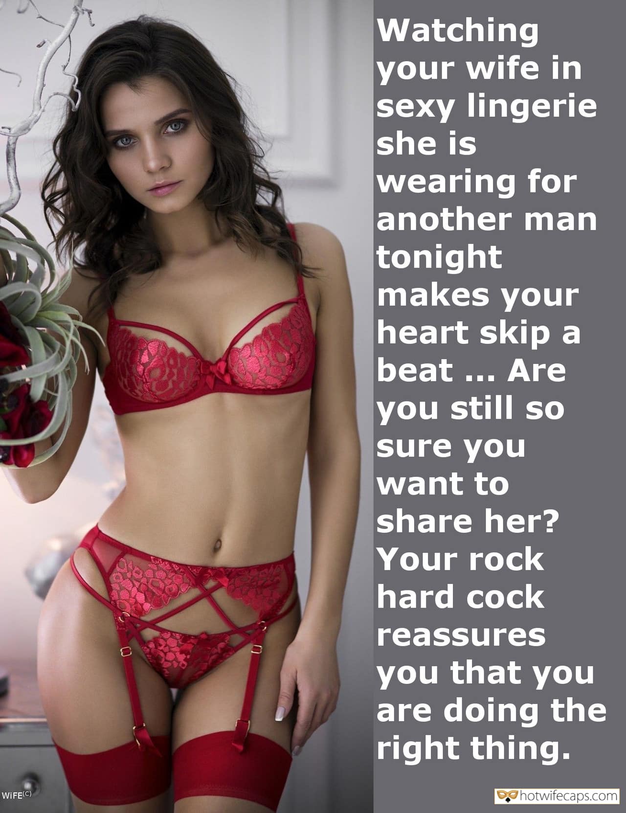 Sexy Memes Hotwife Caption №561170 Young wife in red lingirie photo