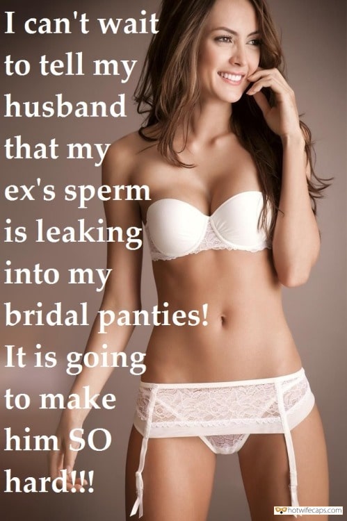 Sexy Memes Hotwife Caption №561173 Young wife in white bridal lingerie picture