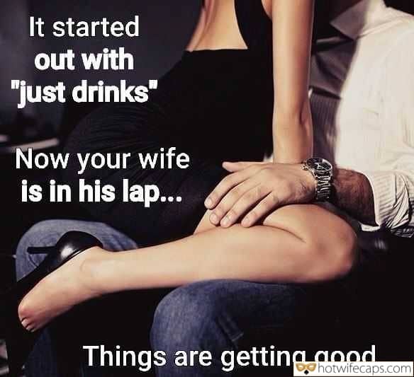 Wife Sharing Cheating Bully Bull hotwife caption: It started out with “just drinks” Now your wife is in his lap… Things are getting good… Mini short grill public cuckold Girl in a Black Dress on a Guys Lap