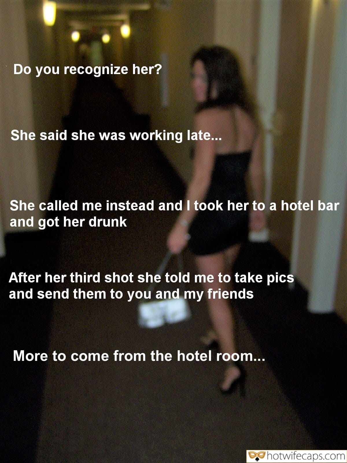 Wife Sharing Sexy Memes Cuckquean Cheating  hotwife caption: Do you recognize her? She said she was working late… She called me instead and I took her to a hotel bar and got her drunk After her third shot she told me to take pics and send them to...