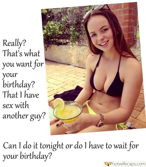 birthday captions, memes and dirty quotes on HotwifeCaps image