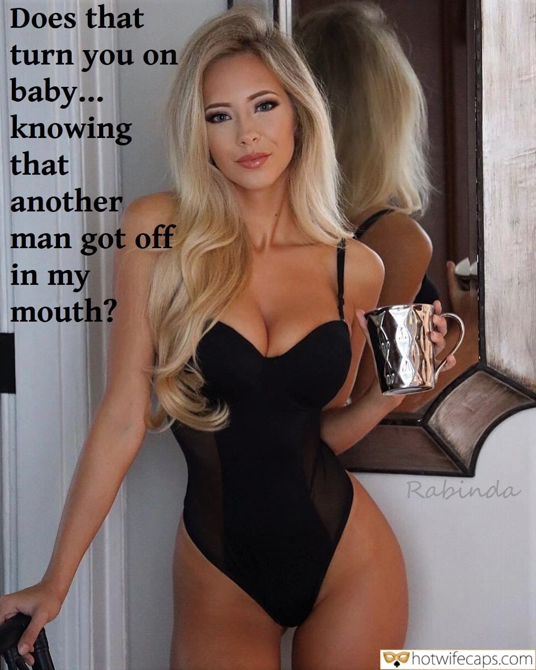 busty blonde cuckold caption
