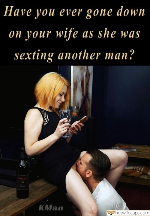 Sexy Memes Cuckold Cleanup Cheating Bully Bull Boss hotwife caption: Have you ever gone down on your wife as she was sexting another man? wife force cheat sex Wifey Let a Man Lick Her Pussy