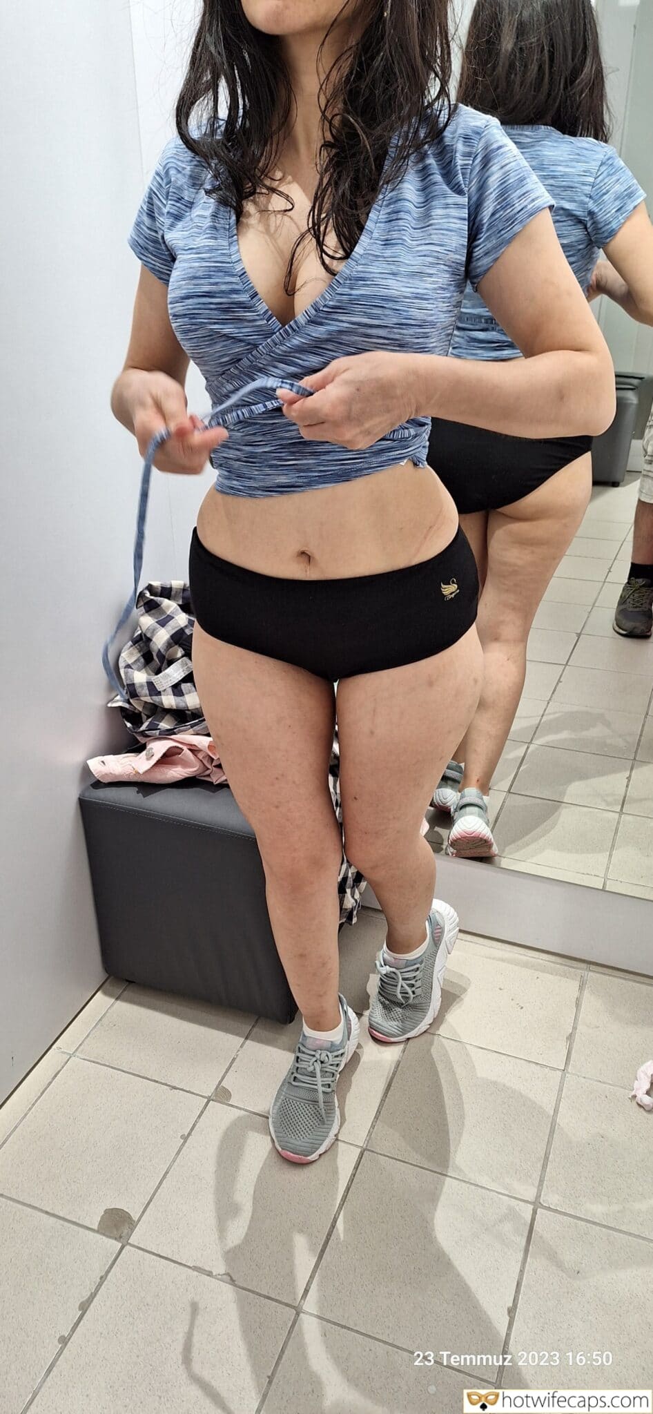 Wife Sharing Texts Submitted by Users 🔥 Getting Ready Flashing hotwife caption: She can send selfies to her friends… Wifey in the Fitting Room Takes Sexy Selfies