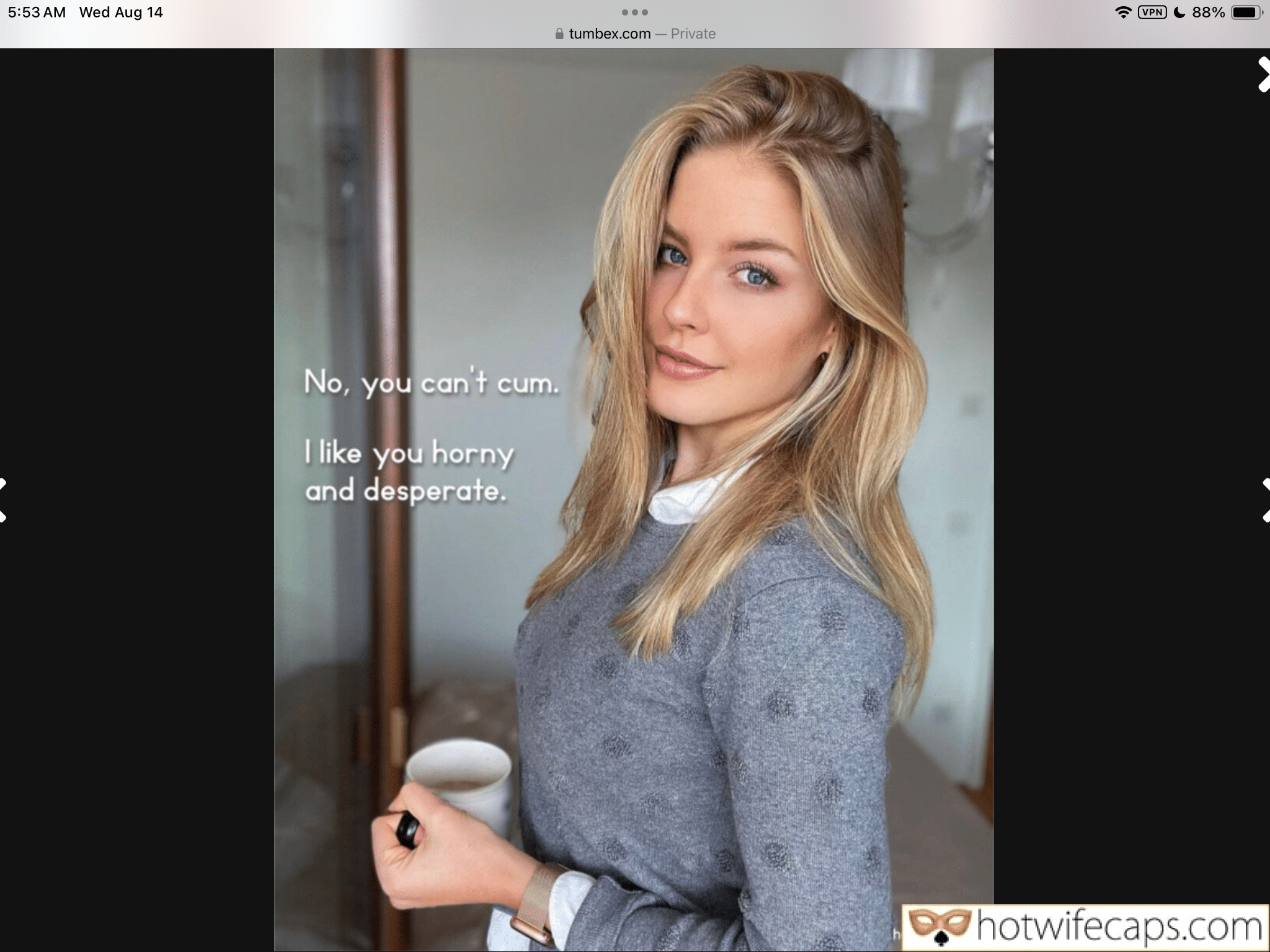 tips texts submitted by users hotwife cuckold my favourite make up cum dump cuckold chastity  hotwife caption She is so sweet, isnt she?