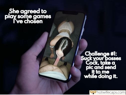 Wife Sharing Submitted by Users 🔥 Bull Boss Blowjob hotwife caption: She agreed to play some games – I’ve chosen Challenge #1: Suck your posses Cock, take a pic and send it to me while doing it. Boss Loves Blowjobs