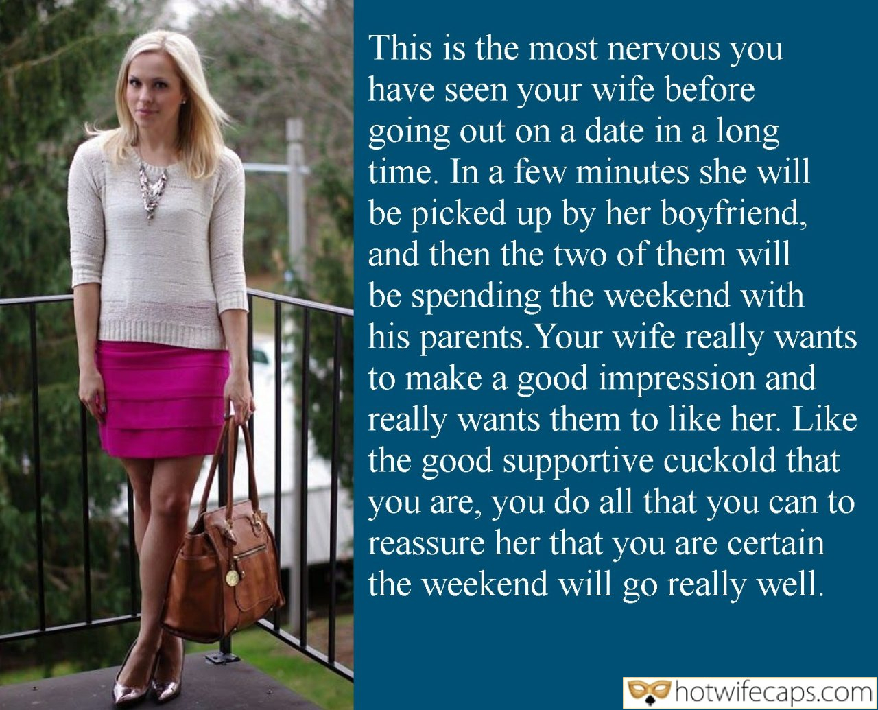 Wife Sharing Vacation Tips Texts Submitted by Users 🔥 Bully Bull hotwife caption: This is the most nervous you have seen your wife before going out on a date in a long time. In a few minutes she will be picked up by her boyfriend, and then the two of them will be...