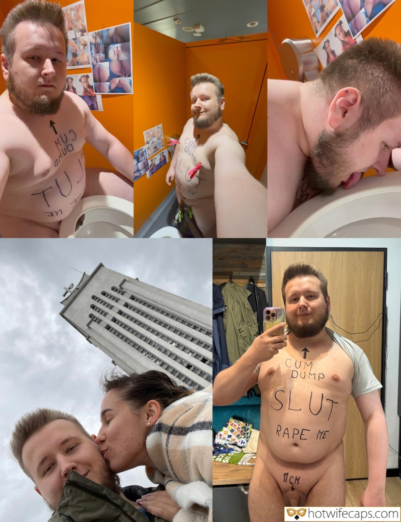 Wife Sharing Submitted by Users 🔥 Public Humiliation Femdom Challenges and Rules hotwife caption: Do we like him? Nude and Happy Guy