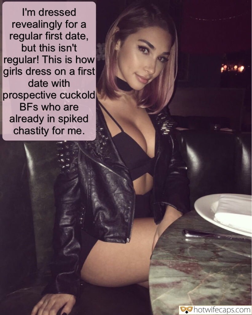 Submitted by Users 🔥 My Favorite Getting Ready Flashing Cum Slut Bottomless hotwife caption: This is how girls dress on a first date with prospective cuckold BFs who are already in spiked chastity for me. I’m Dressed Revealingly for a Regular First Date, but This Isn’t Regular!