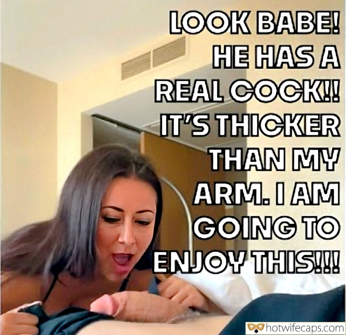 Wife Sharing Tips Texts Submitted by Users 🔥 Sexy Memes My Favorite Masturbation Humiliation Handjob Getting Ready Cum Slut Bigger Cock hotwife caption: LOOK BABE! HE HAS A REAL COCK!! IT’S THICKER THAN MY ARM. I AM GOING TO ENJOY THIS!!! She Loves Any Cock, Especially Big