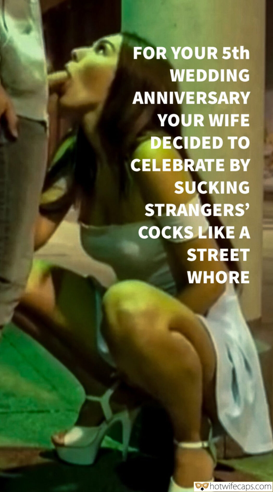 You Watch as She Drops and Opens Her Mouth