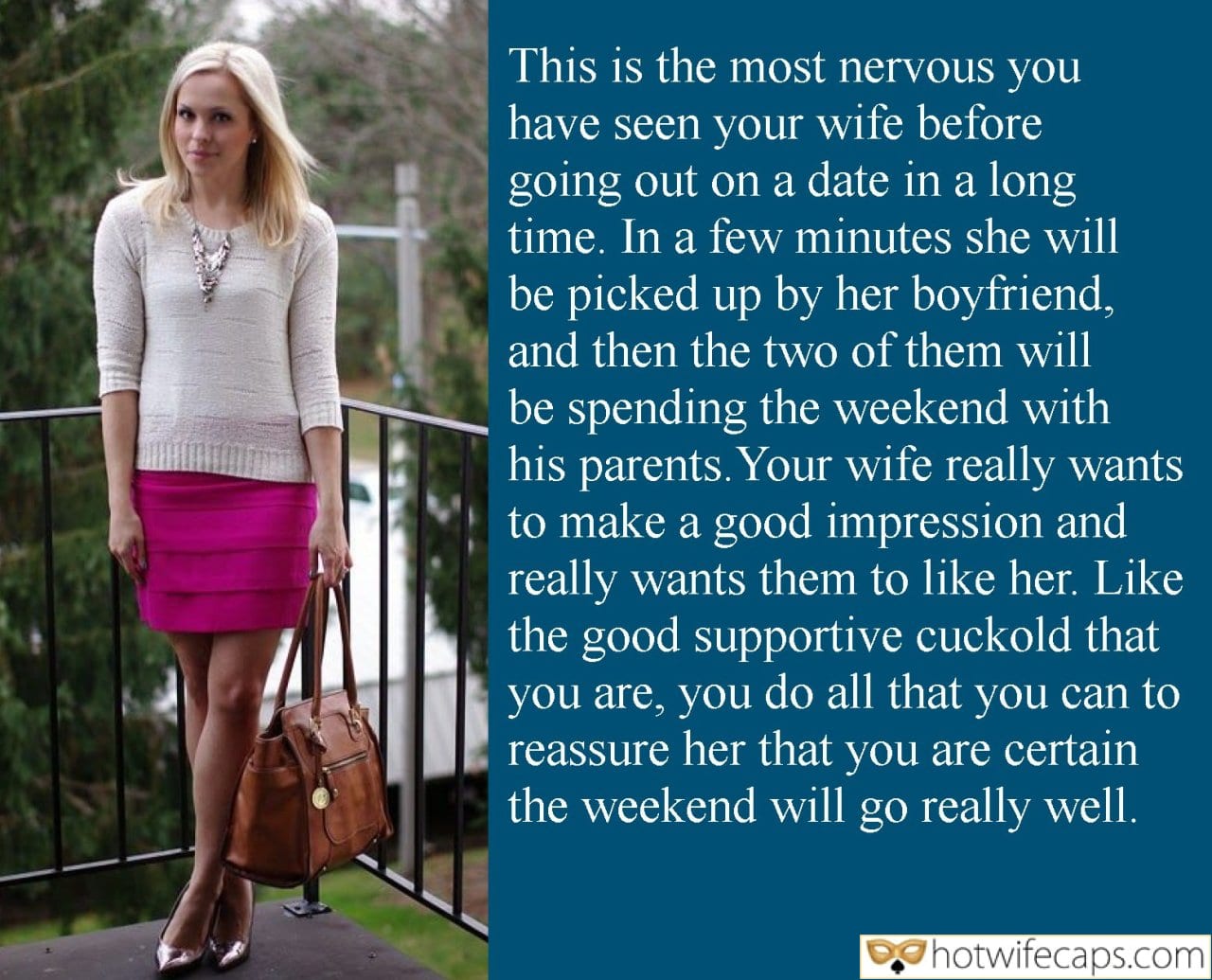 Tips Texts Submitted by Users 🔥 My Favorite Ex Boyfriend Cuckold Stories Cuckold Cleanup Cheating Bully Bull hotwife caption: In a few minutes she will be picked up by her boyfriend, and then the two of them will be spending the weekend with his parents. Your wife really wants to make a good impression and really wants them to...