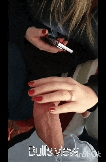 Wife Sharing Handjob Getting Ready Cuckold Cleanup Bull Bigger Cock hotwife caption: Bull’s view inshot! Wife Films 1st Encounter With Bull