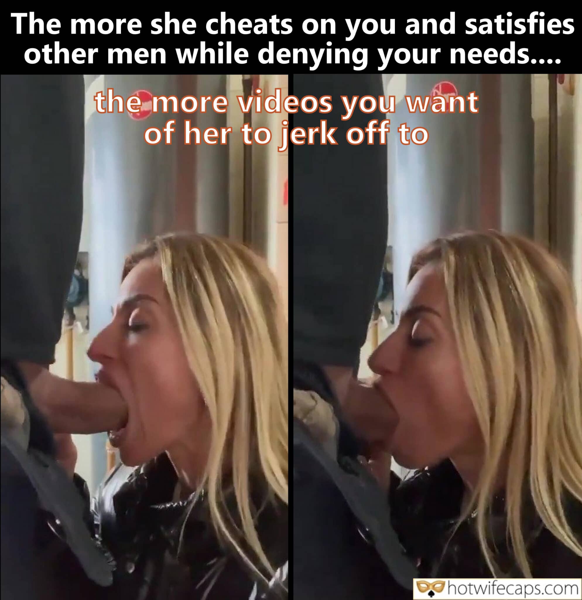 Wife Sharing Tips Texts Submitted by Users 🔥 Sexy Memes My Favorite Cuckold Stories Cheating Bull Blowjob Bigger Cock hotwife caption: The more she cheats on you and satisfies other men while denying your needs…. the more videos you want of her to jerk off to. Sweet Cheating With a Big Cock