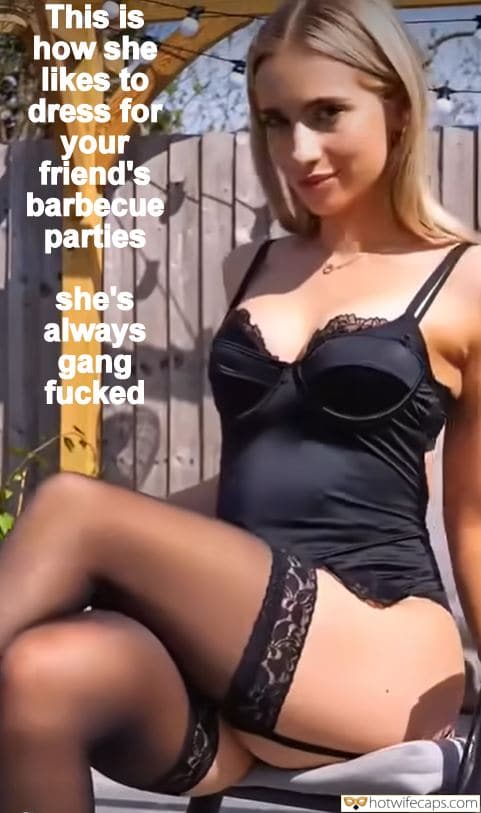 Wife Sharing Submitted by Users 🔥 Sexy Memes Public Group Sex Getting Ready hotwife caption: This is how she likes to dress for your friend’s barbecue parties she’s always gang fucked. She Is Ready for Her Gang Bang