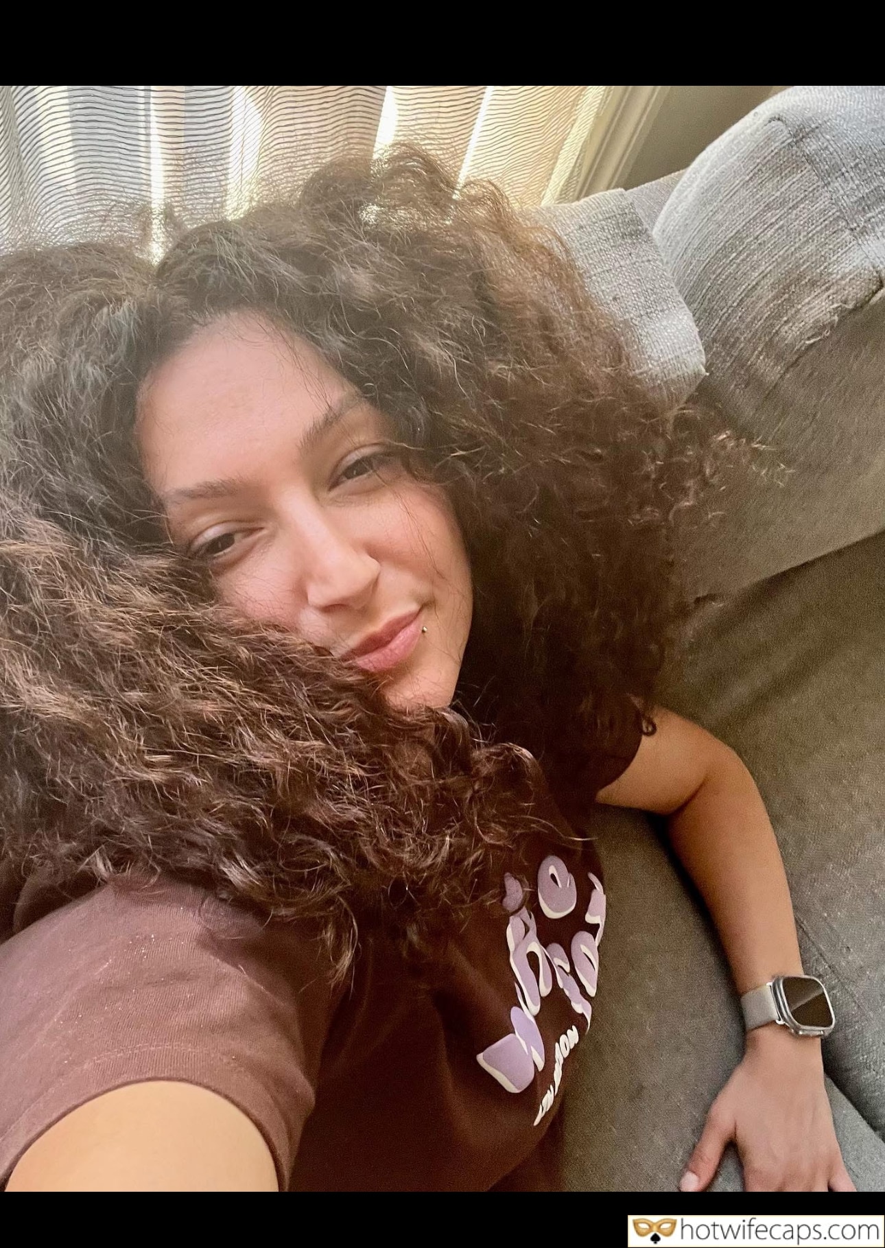 Wife Sharing Submitted by Users 🔥 My Favorite Getting Ready Flashing Bottomless hotwife caption: Do you think she’ll send us her photos again? Curly Brunette’s Selfie