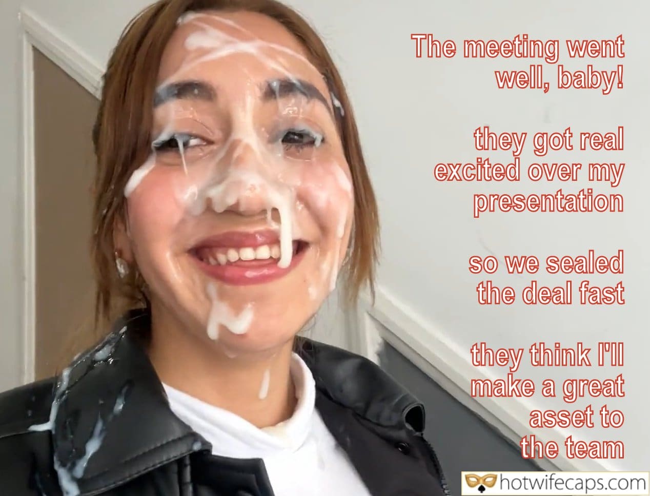 Wife Sharing Texts Submitted by Users 🔥 Sexy Memes Humiliation Cum Slut Boss hotwife caption: The meeting went well, baby! they got real excited over my presentation so we sealed the deal fast they think I’ll make a great asset to the team Wifey Is Covered in Sperm