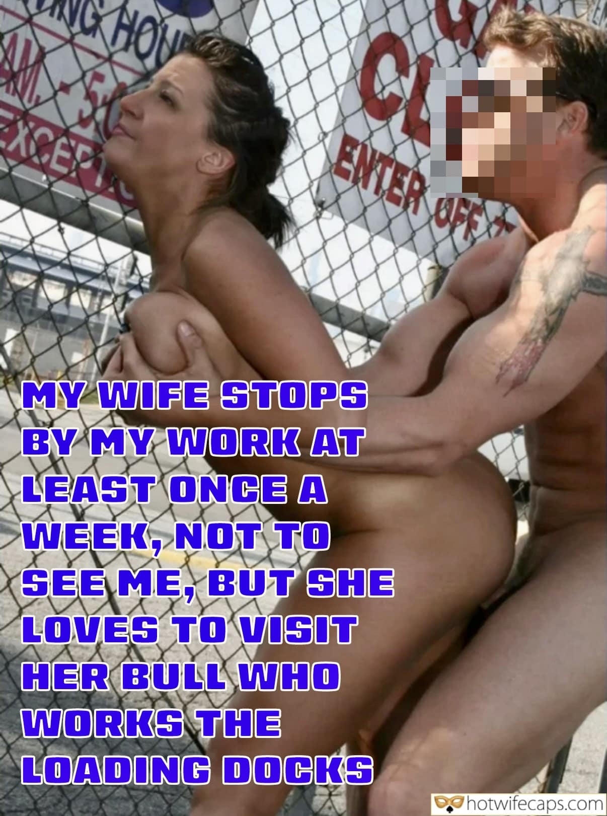 Wife Sharing Submitted by Users 🔥 Cum Slut Cuckold Stories Cheating Bigger Cock hotwife caption: HOW EXCEPT CLP ENTER OFF MY WIFE STOPS BY MY WORK AT LEAST ONCE A WEEK, NOT TO SEE ME, BUT SHE LOVES TO VISIT HER BULL WHO WORKS THE LOADING DOCKS. She Was Fucked on the Street