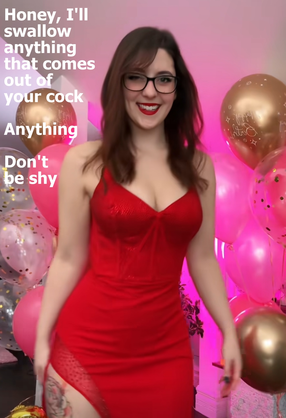 She will swallow anything wifesharing submitted by users hotwife cuckold my favourite too big make up dirty talk cum dump blowjob hotwife caption She will swallow anything