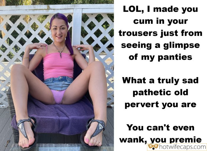 tips texts submitted by users my favourite make up wife flashing femdom cuckold bottomless  hotwife caption I made you cum in your trousers just from seeing a glimpse of my panties 