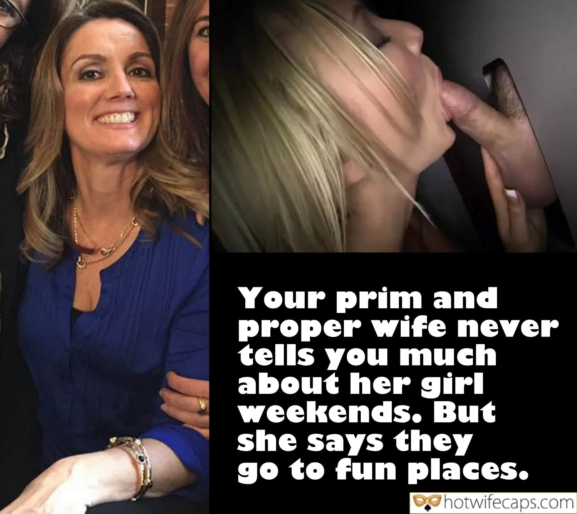 Submitted by Users 🔥 Sexy Memes Cum Slut Cheating Blowjob Bigger Cock hotwife caption: Your prim and proper wife never tells you much about her girl weekends. But she says they go to fun places. Girl’s Weekends – Gloryhole for a Slut