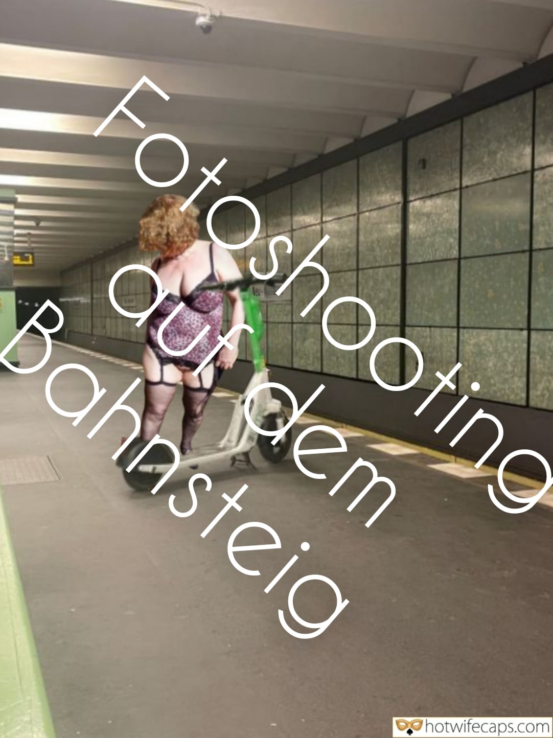 Submitted by Users 🔥 Public No Panties My Favorite Humiliation hotwife caption: Wow! What a bombshell! Naked in Public – BBW Slut in the Subway!