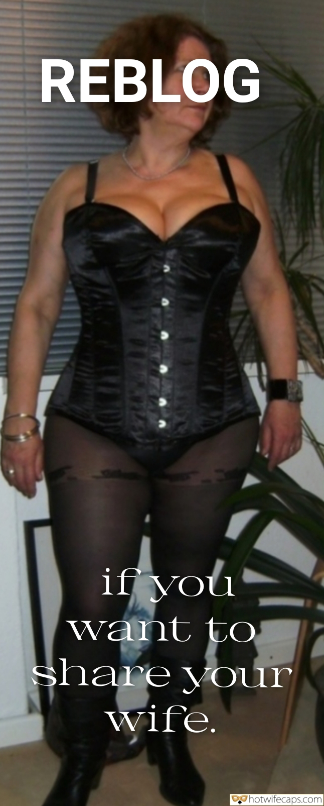 Submitted by Users 🔥 No Panties My Favorite Getting Ready Flashing hotwife caption: Wow she is so hot!  Sexy Corset for a BBW