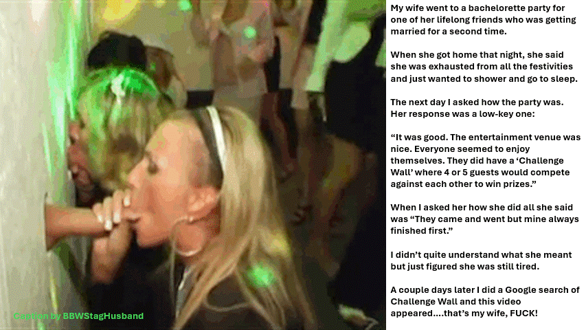 Tips Submitted by Users 🔥 Public Group Sex Gifs Dirty Talk Cuckold Stories Cheating Blowjob Bigger Cock Anal hotwife caption: I’m standing there, bent over slightly, my lips wrapped around a thick cock, and I can’t help but think, ‘This is what I get for being a good friend.’ The Challenge Wall was supposed to be a fun game, but...