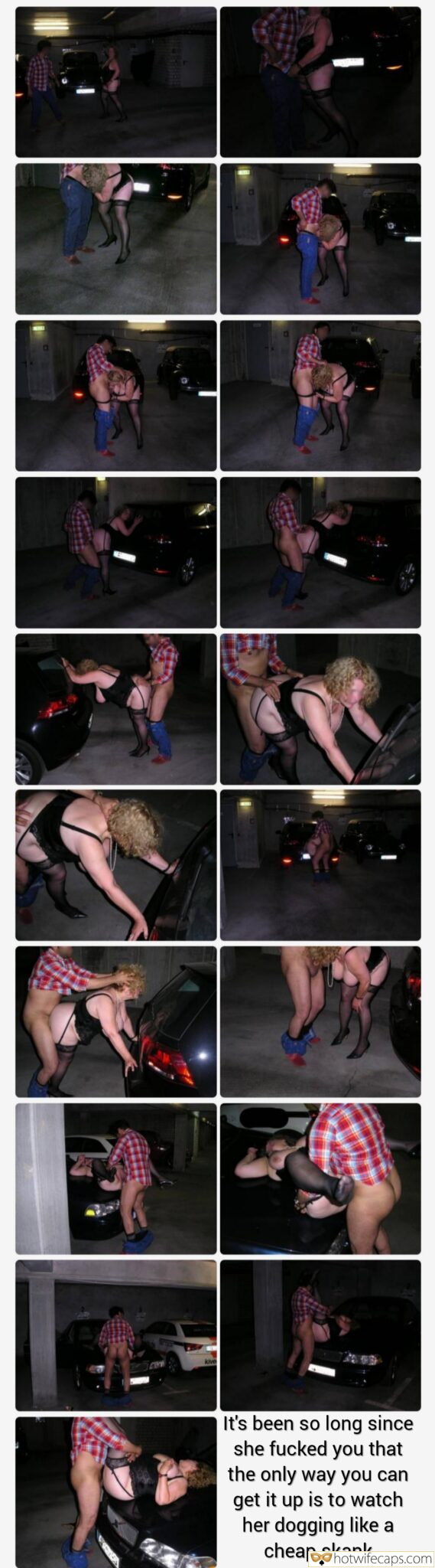 Wife Sharing Texts Submitted by Users 🔥 Public Impregnation Humiliation Cum Slut Cuckold Stories Bull Blowjob Bigger Cock Anal hotwife caption: A hotwife bends over a car in a dimly-lit parking garage, her husband watching as she engages in public sex, highlighting the cuckold dynamic. Parking Garage Cuckold Humiliation