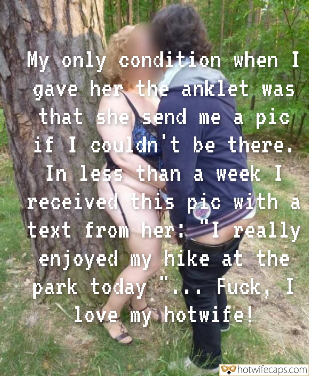 Wife Sharing Submitted by Users 🔥 Cuckold Stories Bull Anklet hotwife caption: A hotwife enjoys a solo hike in the park, capturing a moment of intimacy with her partner's permission, exploring the thrill of the unknown. A Day in the Park: Hotwife’s Secret Encounter