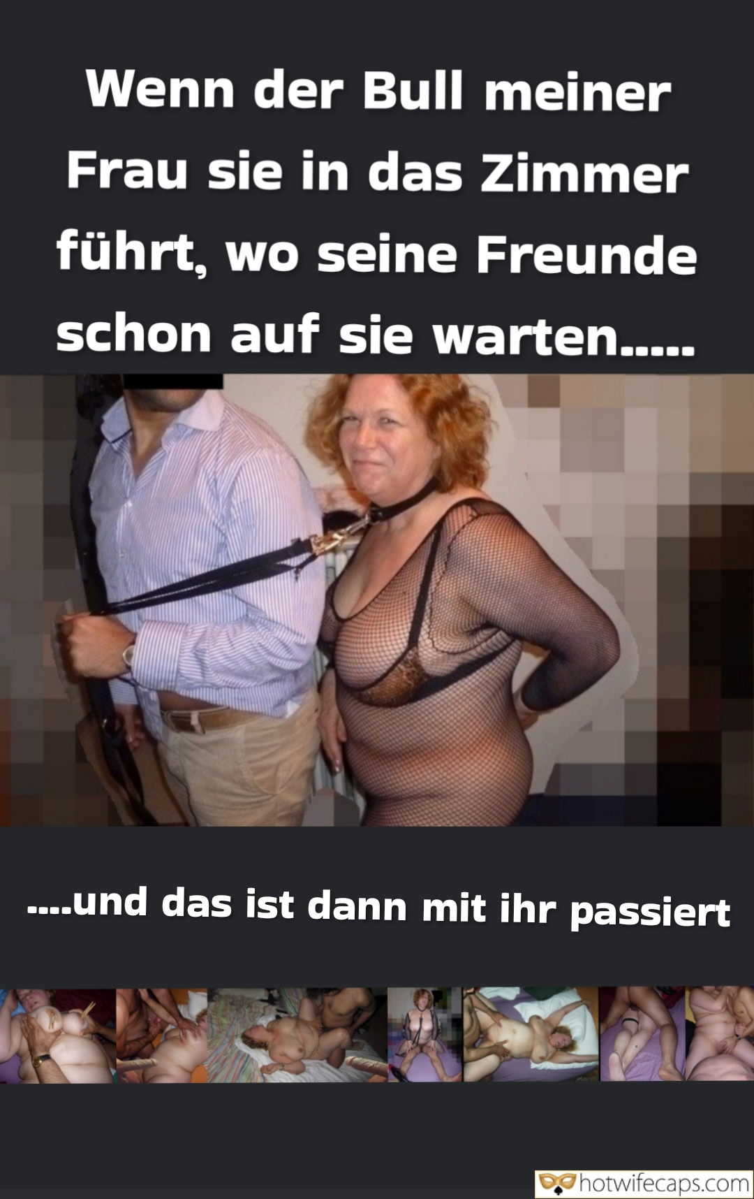 Wife Sharing Submitted by Users 🔥 Cuckold Stories Bull hotwife caption: Wife enters room with multiple men, guided by bull. Black fishnet bodysuit reveals curves. Anticipation builds as men circle, exploring her body. Submission ... Wife Led to Room of Hungry Bulls: Her Night of Submission