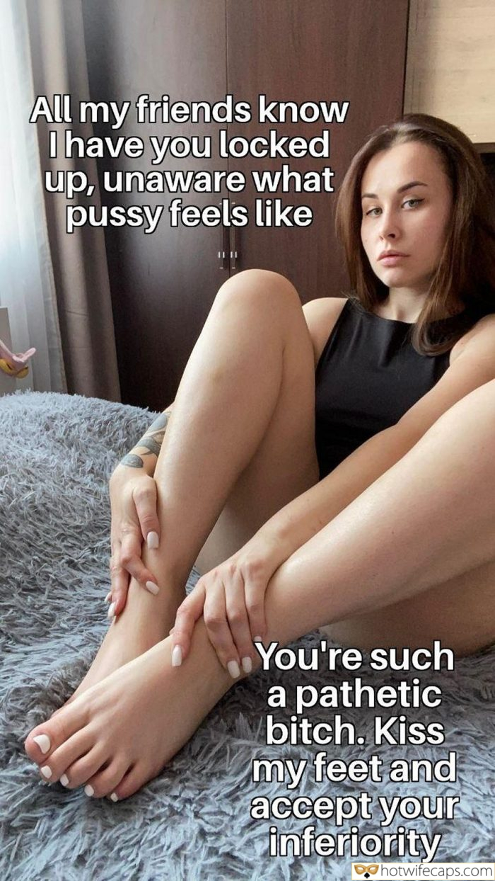 My Favorite hotwife caption: A cuckold's bedroom humiliation involves worshipping feet, accepting inferiority, and serving as a footstool. The scene highlights power dynamics and su... I’m Her Footstool: A Cuckold’s Humiliation