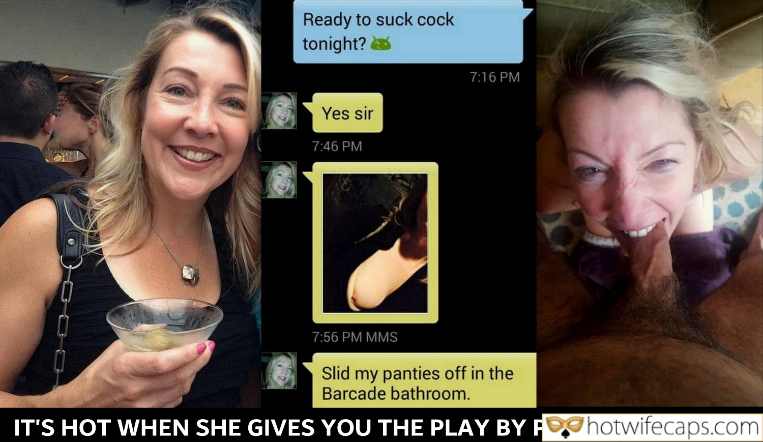 Wife Sharing Texts Submitted by Users 🔥 Sexy Memes Bull Blowjob Bigger Cock hotwife caption: I sit here, phone in hand, heart pounding as I read her messages. The anticipation is killing me. She’s out there, in the world, ready to explore her desires. The first message pops up: ‘Ready to suck cock tonight? 😈’...