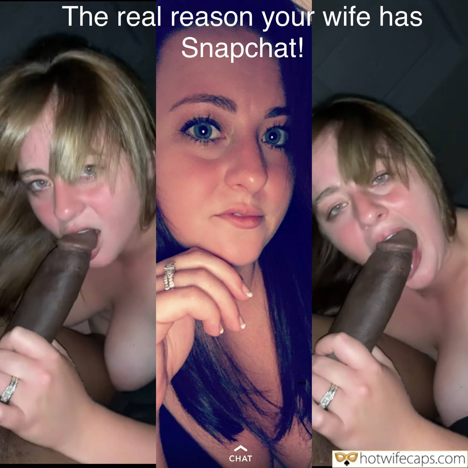 Submitted by Users 🔥 Cheating Blowjob Bigger Cock BBC hotwife caption: A cuckold's perspective on his wife's Snapchat activities, revealing her secret life and desires through a suggestive image. Bedroom Revelations: The Truth About Her Snapchat