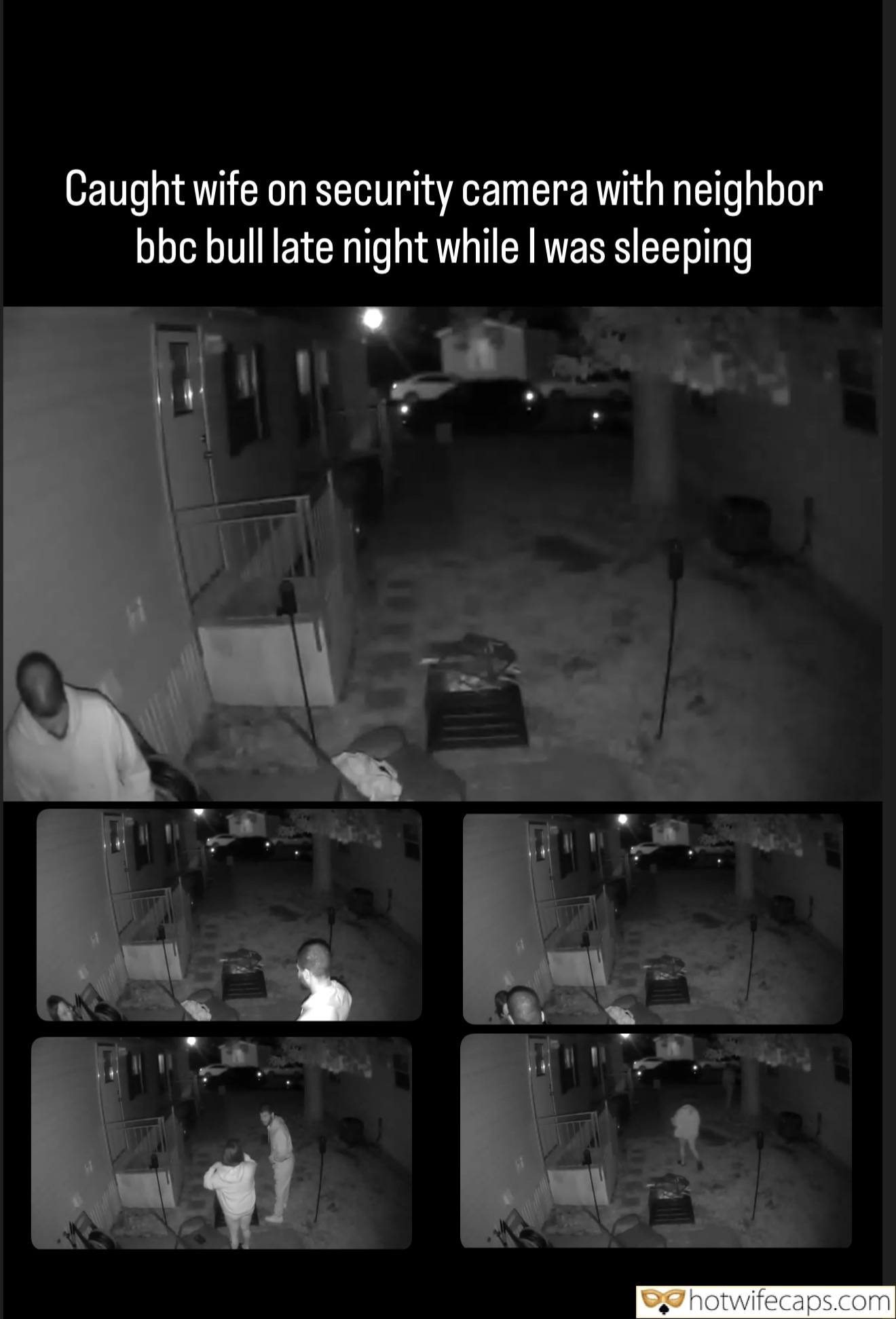 Submitted by Users 🔥 Public Cum Slut Cheating Bull Bigger Cock BBC hotwife caption: Security camera captures wife's late-night encounter with neighbor, revealing her desire for a bigger cock in a public setting. Cuckold’s Nightmare: Wife’s Late-Night BBC Bull Encounter