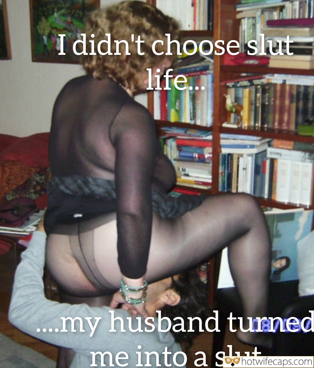 Wife Sharing Submitted by Users 🔥 Cuckold Stories Bull hotwife caption: A man controls his wife in a living room setting, with bookshelves and a red couch as backdrop. She kneels, partially clothed, as he grips her wrist, showcas... Husband’s Command: A Living Room Submission