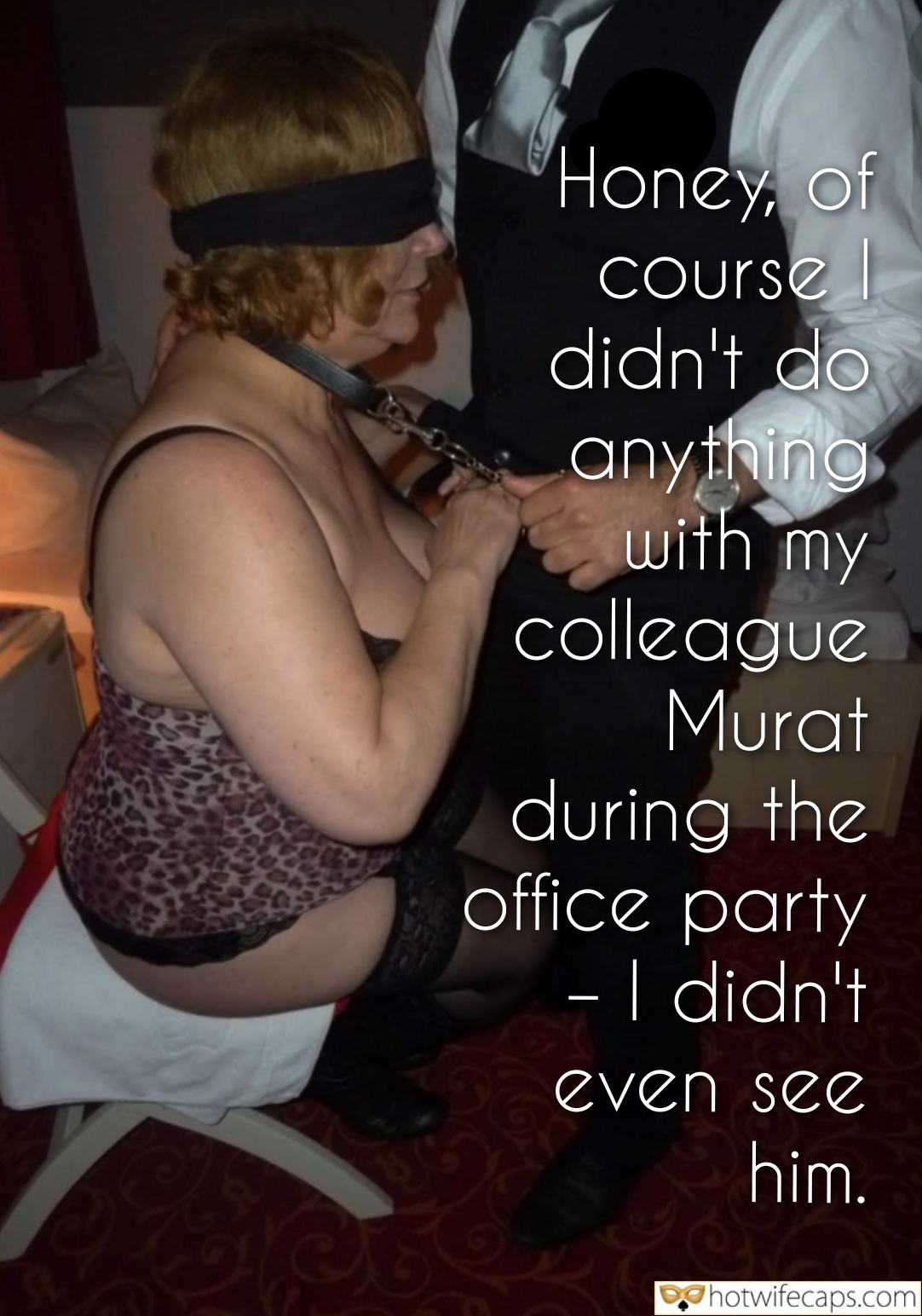 Wife Sharing Submitted by Users 🔥 Cuckold Stories Bull Boss Blowjob Blindfolded hotwife caption: A blindfolded wife restrained by her boss during an office party, exploring taboo desires in a secret bedroom encounter. My Wife’s Blindfolded Betrayal: Cuckolded by the Boss at the Office Party