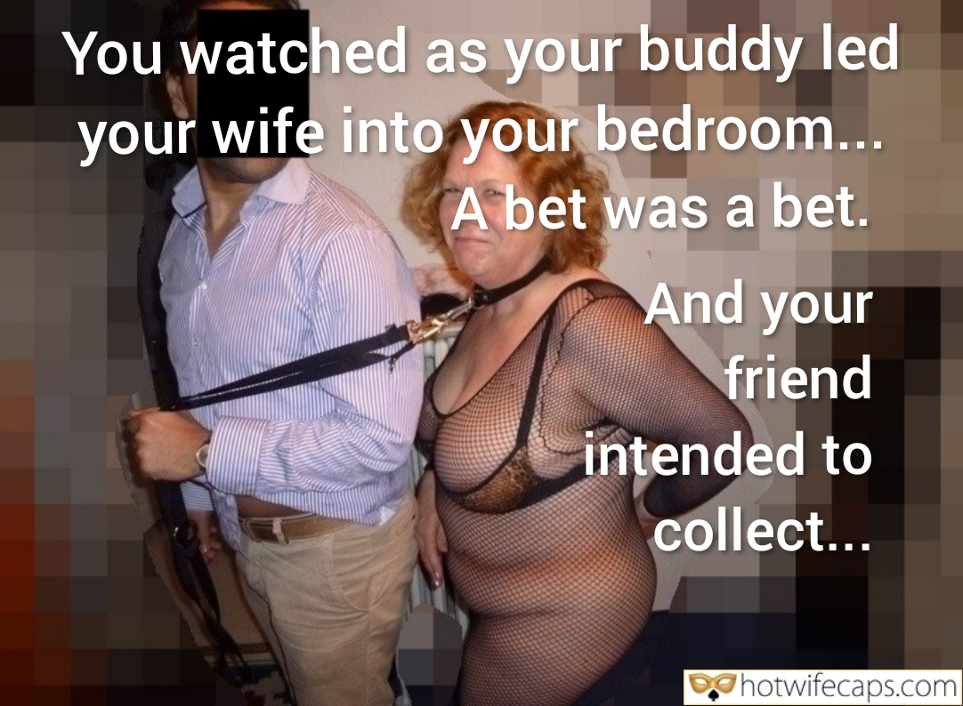 Wife Sharing Submitted by Users 🔥 Lost Bet Cuckold Stories Bull hotwife caption: A husband watches as his wife is led into the bedroom by a friend, fulfilling a bet. The scene unfolds in a dimly lit room with patterned walls, highlighting... Did You Bet Your Wife’s Body on a Whim?