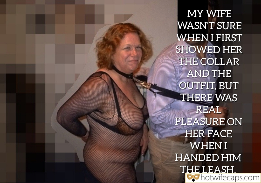 Wife Sharing Submitted by Users 🔥 Cuckold Stories Bull hotwife caption: A man and woman in a dimly lit room, she in lingerie with a collar, he fully clothed. The leash symbolizes control and submission, highlighting their dynamic. Her Eyes Sparkled With Submission