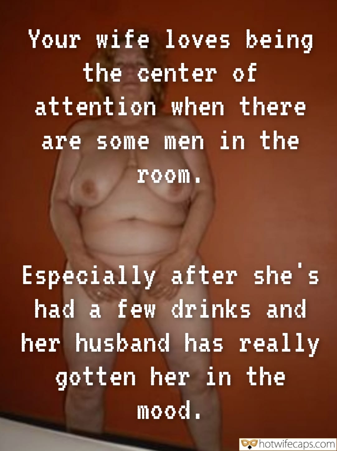 Wife Sharing Submitted by Users 🔥 Cuckold Stories Bull hotwife caption: A cuckold's wife stands semi-nude in an orange-walled room, exuding confidence and power as men admire her. Her husband, the cuckold, watches with a mix of j... Her Husband’s Delight: A Cuckold’s Confession